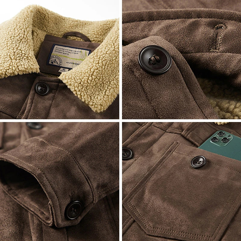 Luke  Regular Fit Sherpa Jacket | Collared Button Front Sherpa Jacket