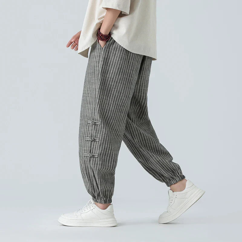 Arthur Relaxed Fit Harem Pants | Striped Drawstring Waist Pants