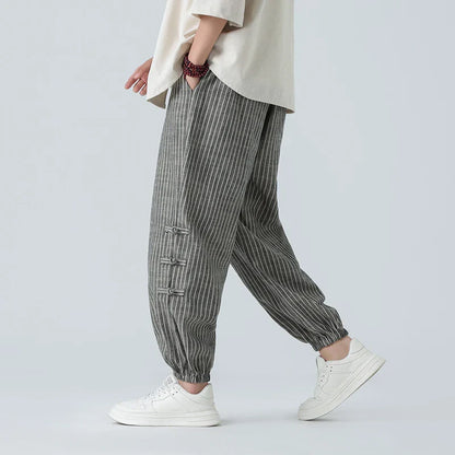 Arthur Relaxed Fit Harem Pants | Striped Drawstring Waist Pants