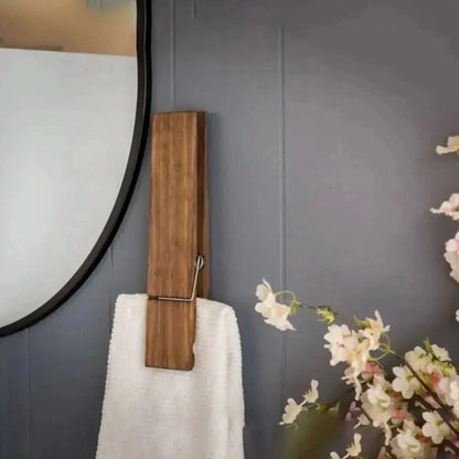 Modern Wall-Mounted Wooden Towel Clip Holder