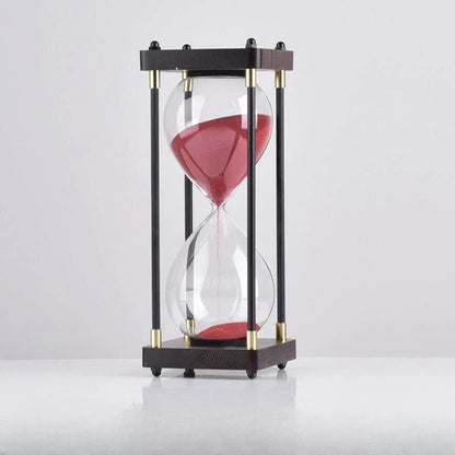 Wood and Glass Hourglass With Gold Accents