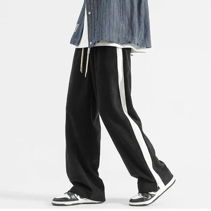 James Relaxed Fit Corduroy Track Pants | Side Stripe Drawstring Waist Corduroy Track Pants