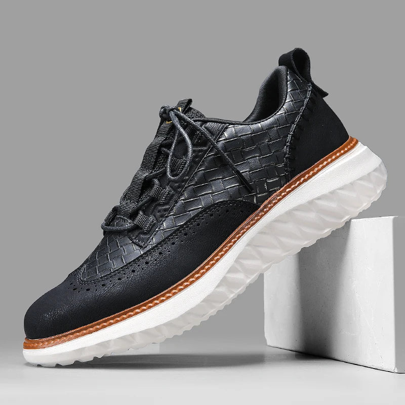 Oliver Low-Top Oxford Sneakers | Brogue Detailing Basketweave Sneakers