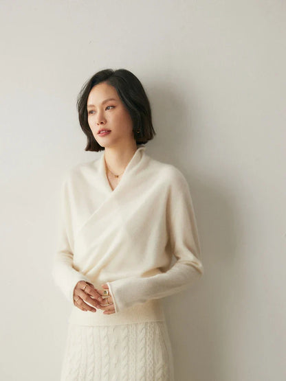 Isla Wool Wrap Sweater | V-Neck Long Sleeve Sweater