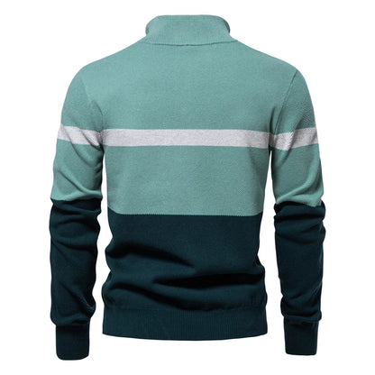 Oscar Color-Block Ribbed Quarter-Zip Sweater | Regular Fit Hip-Length Sweater