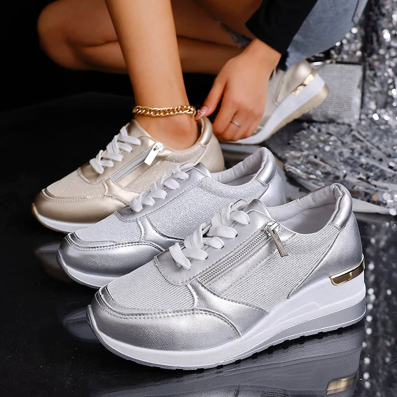 Ivy Platform Sneakers | Solid Ankle-High Lace-Up Sneakers