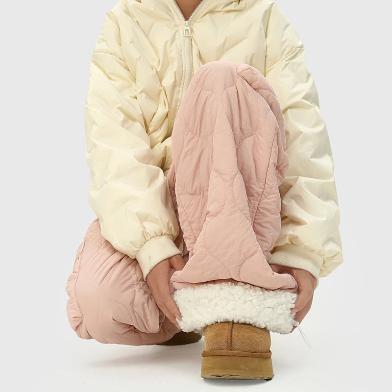 Oscar Quilted Wide-Leg Quilted Pants | Sherpa Lined Solid Pants