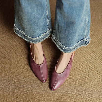 Viola Pointed Toe Slingback Flats | Solid V-Cut Vamp Flats