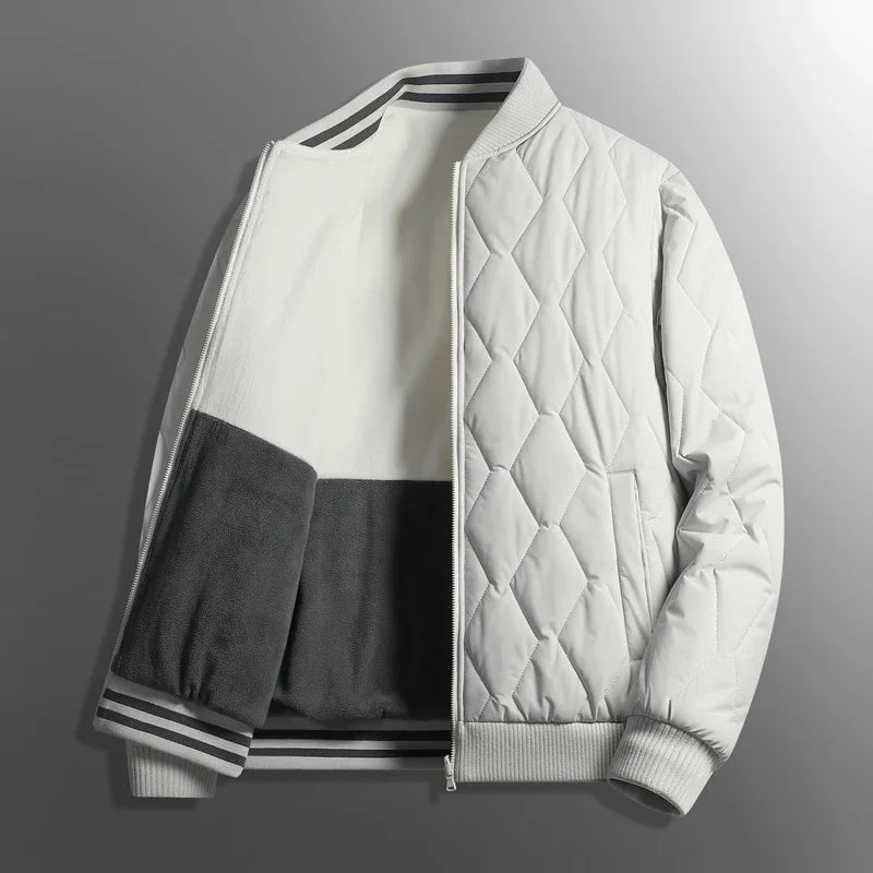 Theo Quilted Bomber Jacket | Reversible Diamond Pattern Jacket