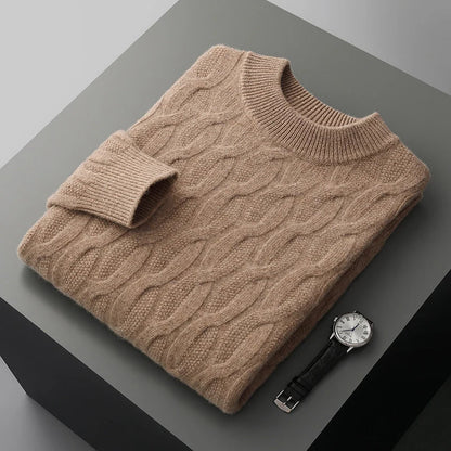Arthur Cable Knit Mock Neck Sweater | Ribbed Long Sleeve Sweater