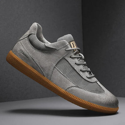 Renlow Suede Low-Top Sneakers with Textured Mesh and Gum Sole