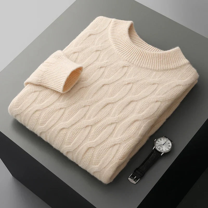 Arthur Cable Knit Mock Neck Sweater | Ribbed Long Sleeve Sweater