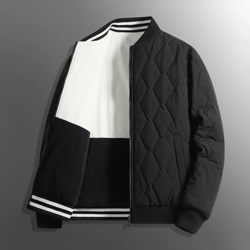 Theo Quilted Bomber Jacket | Reversible Diamond Pattern Jacket