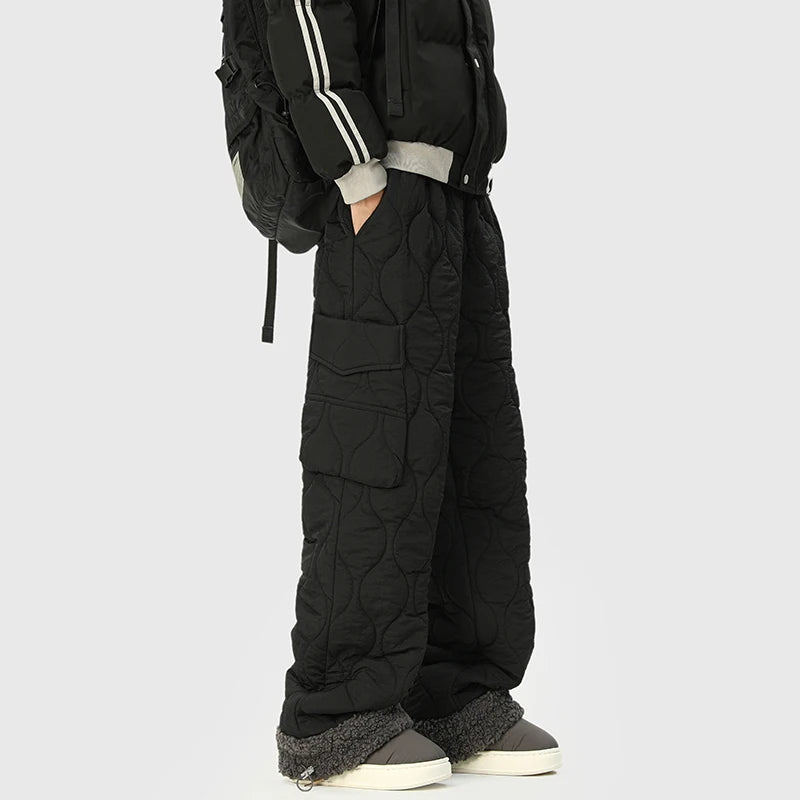 Oscar Quilted Wide-Leg Quilted Pants | Sherpa Lined Solid Pants