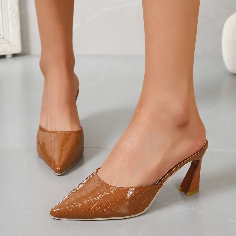 Croc-Embossed Patent Mules