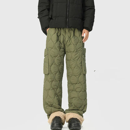 Oscar Quilted Wide-Leg Quilted Pants | Sherpa Lined Solid Pants