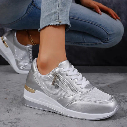 Ivy Platform Sneakers | Solid Ankle-High Lace-Up Sneakers