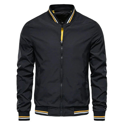 Freddie Regular Fit Bomber Jacket | Ribbed Trim Striped Trim Bomber Jacket