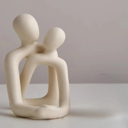 Modern Resin Couple Statue with Abstract Embrace