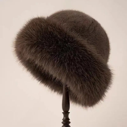 Ivy Plush Rounded Silhouette Fur Hat | Furry Trim Fur Hat