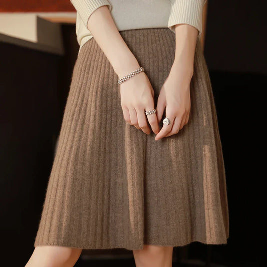 Knitted Brushed Wool Skirt