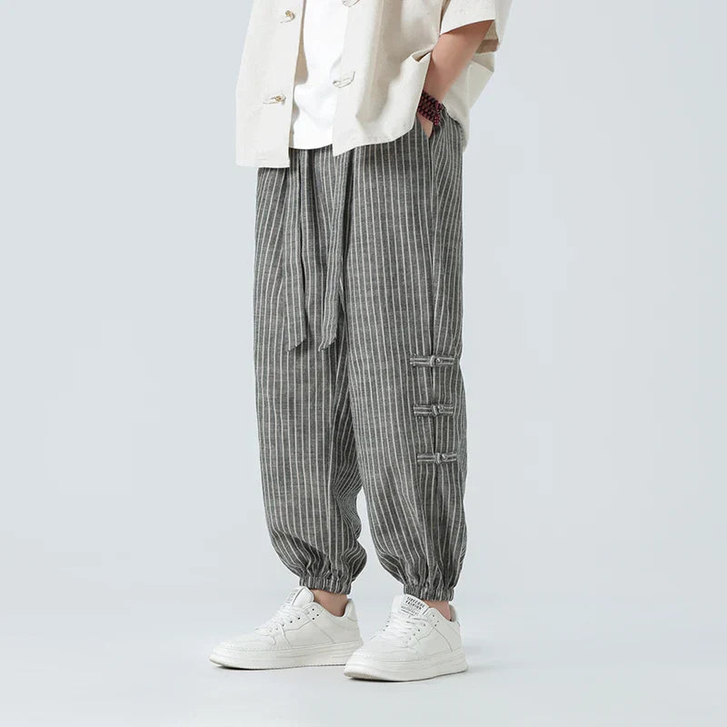 Arthur Relaxed Fit Harem Pants | Striped Drawstring Waist Pants