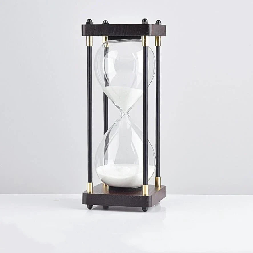 Wood and Glass Hourglass With Gold Accents