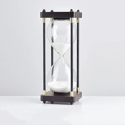 Wood and Glass Hourglass With Gold Accents