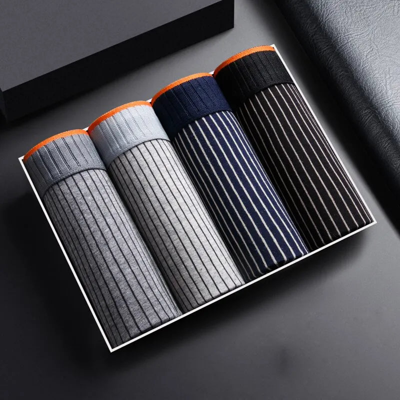 Noah Form-Fitting Striped Boxer Briefs | Ribbed Contrasting Waistband Boxer Briefs