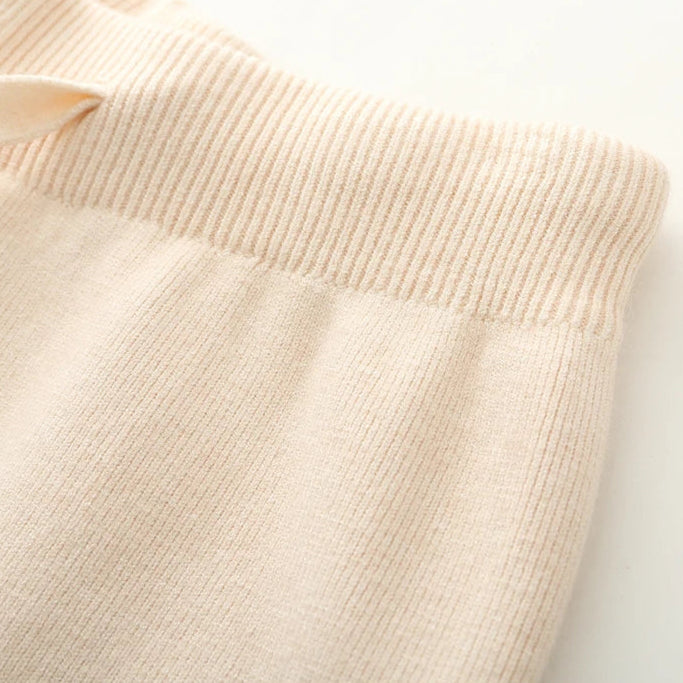 Amelia Wide-Leg Knit Trousers | Drawstring Waist Knit Trousers