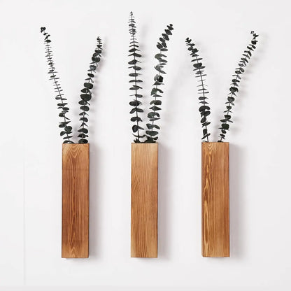 Minimalist Wooden Wall Vase With Visible Grain