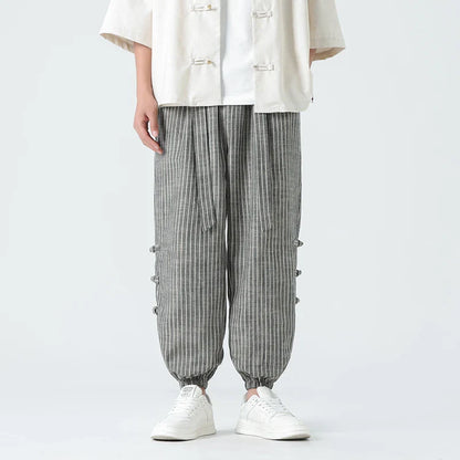 Arthur Relaxed Fit Harem Pants | Striped Drawstring Waist Pants