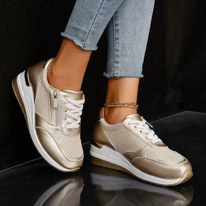 Ivy Platform Sneakers | Solid Ankle-High Lace-Up Sneakers