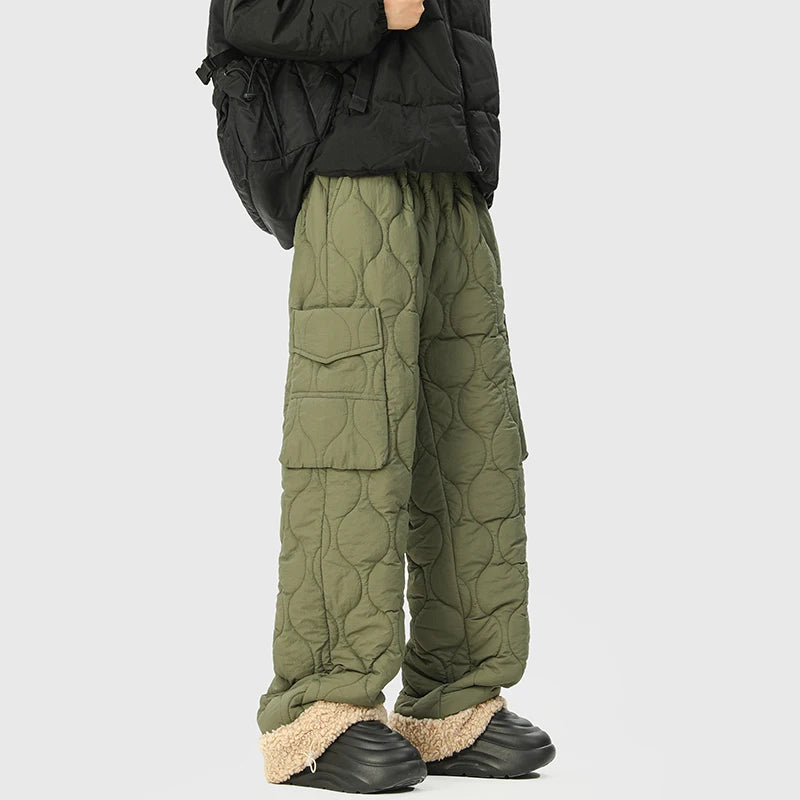 Oscar Quilted Wide-Leg Quilted Pants | Sherpa Lined Solid Pants