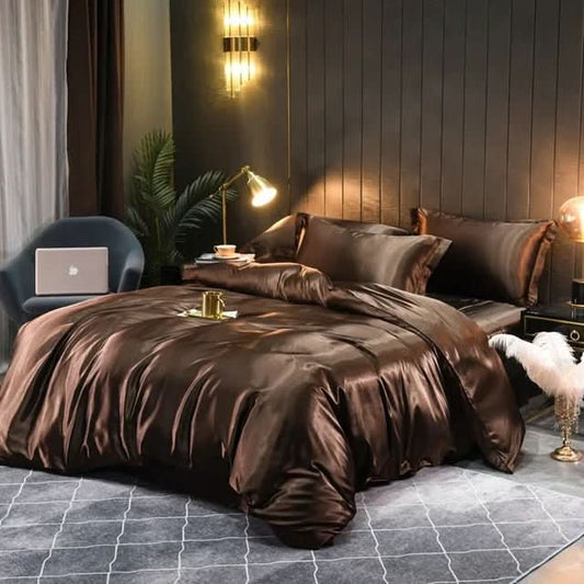 Luxurious Silk Bedding Set With Glossy Finish