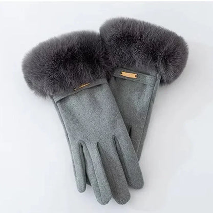 Amelia Fitted Fur Cuff Gloves | Metallic Accent Gloves
