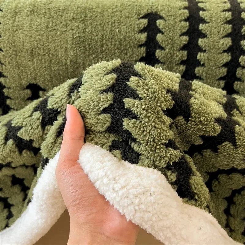 Flannel Blanket With Plush Sherpa Fleece