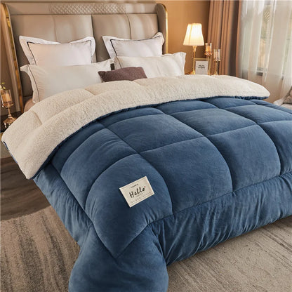 Contemporary Fleece-Lined Winter Comforter With Plush Texture