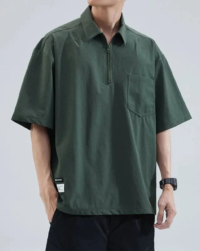 Oversized Zipper Polo