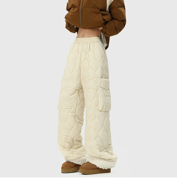Oscar Quilted Wide-Leg Quilted Pants | Sherpa Lined Solid Pants