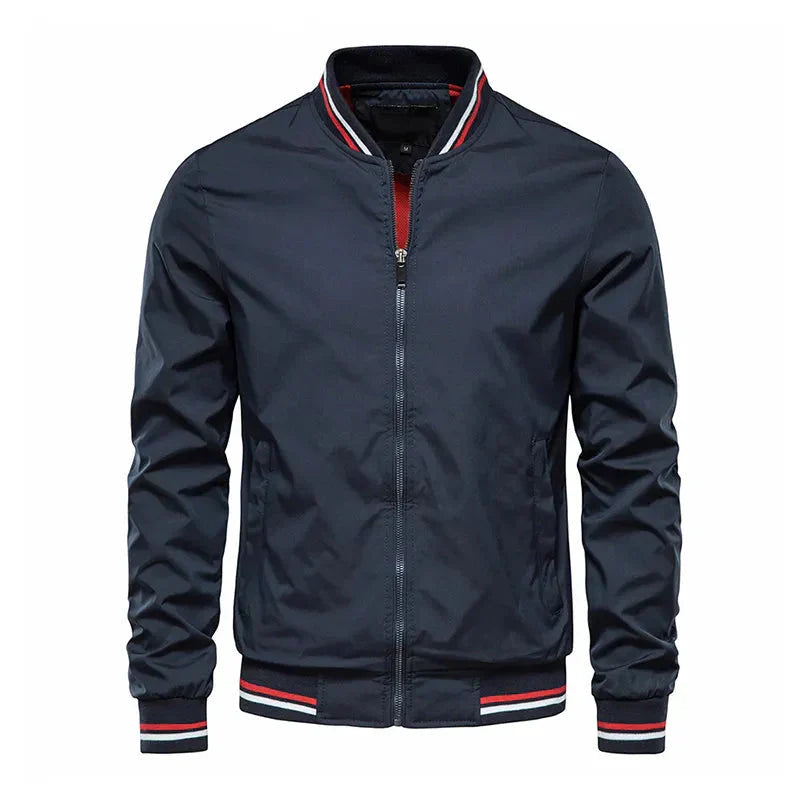 Freddie Regular Fit Bomber Jacket | Ribbed Trim Striped Trim Bomber Jacket