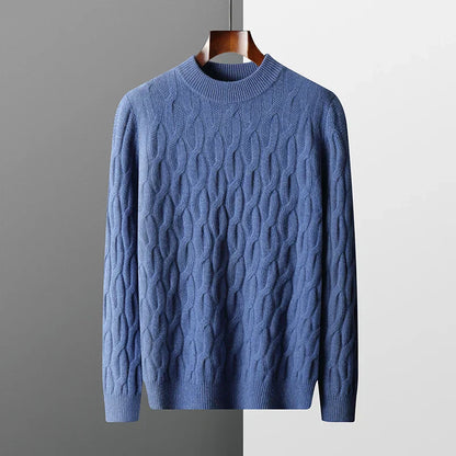 Arthur Cable Knit Mock Neck Sweater | Ribbed Long Sleeve Sweater
