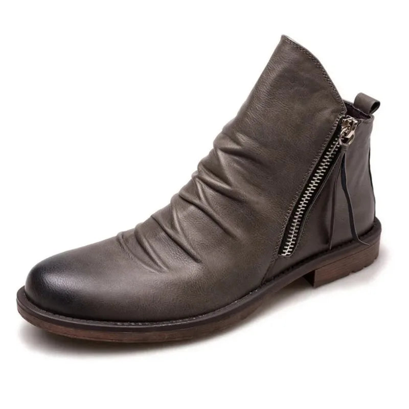 Sebastian Ankle-Length Boots | Ruched Burnished Toe Boots