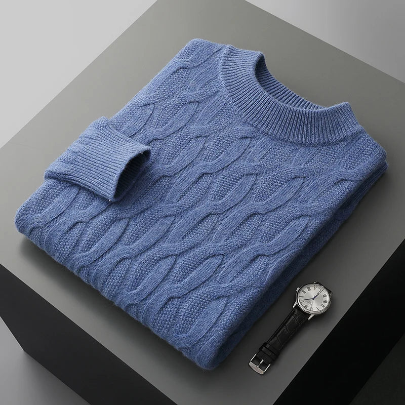 Arthur Cable Knit Mock Neck Sweater | Ribbed Long Sleeve Sweater