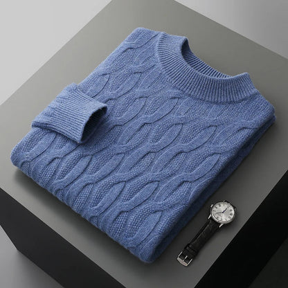 Arthur Cable Knit Mock Neck Sweater | Ribbed Long Sleeve Sweater