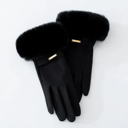 Amelia Fitted Fur Cuff Gloves | Metallic Accent Gloves