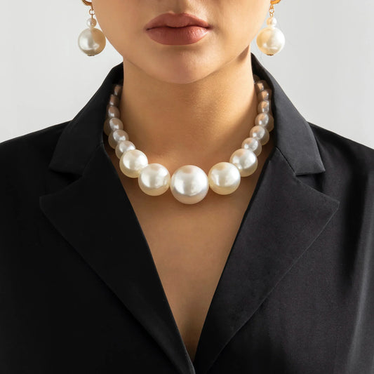 Selene Pearl Choker Set | Oversized Graduated Pearl Necklace