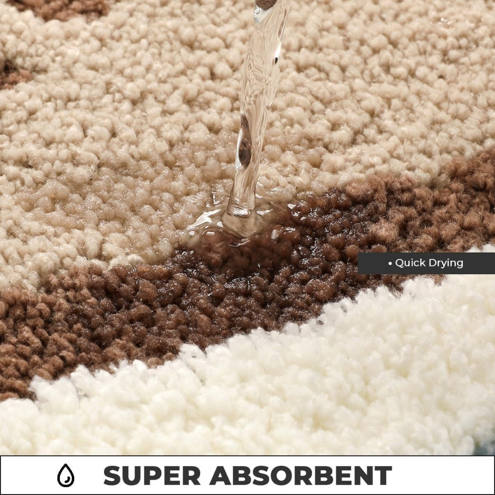 Coastal Pattern Bath Mat With Non-Slip Backing