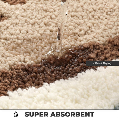 Coastal Pattern Bath Mat With Non-Slip Backing