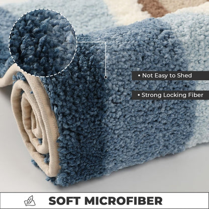 Coastal Pattern Bath Mat With Non-Slip Backing